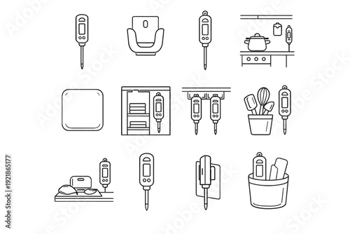 Thermometer bracket geometry digital tidy adhesive vector icons vertical icon outline