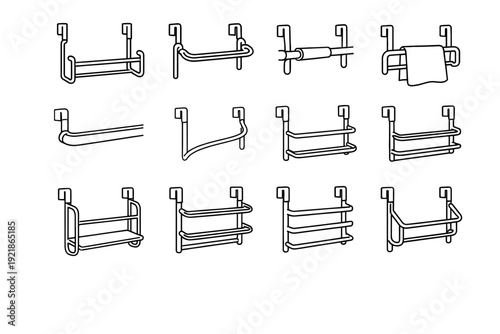 Icon over accessory rack profile door modern household refined vector towel safe