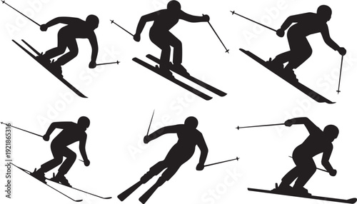 ski silhouettes set.