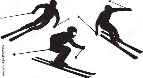 ski silhouettes set.