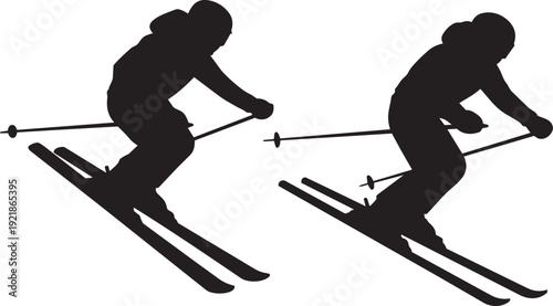 ski silhouettes set.