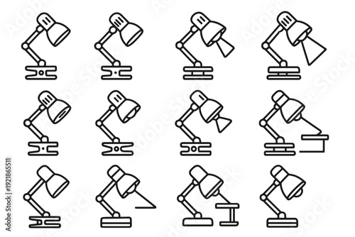 Compact lens steady led icons vector icon slots modern form clip vent