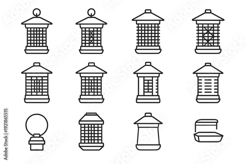 Light uv cylindrical side electric icon bug vector ring geometry minimalist zapper