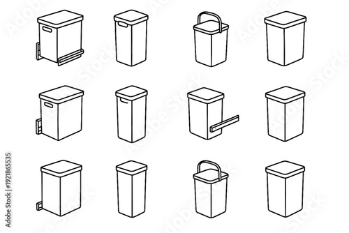 Trash flat style icon vector outline sink liner precise rails narrow under