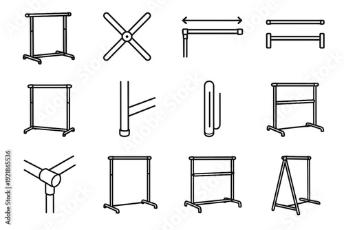 Profile lightweight rack side vector icon compact garment rails joints portable aluminum