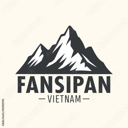 Fansipan Mountain Vietnam Vector Logo Art - Summit Adventure Icon