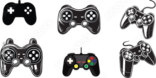 video game controller icons. joy stick icon set. game console icon