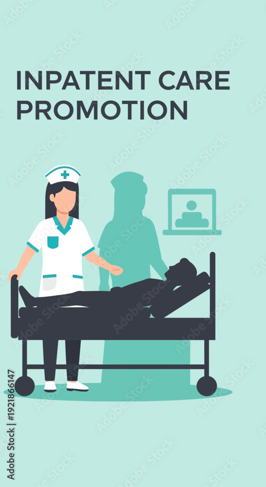 Fototapeta premium Hospital Inpatient Care Advertisement Illustrating Medical Professionals Providing Patient