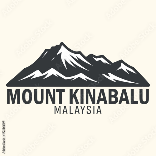 Landmark Vector Art Logo: Mount Kinabalu, Malaysia - Tropical Peak Icon
