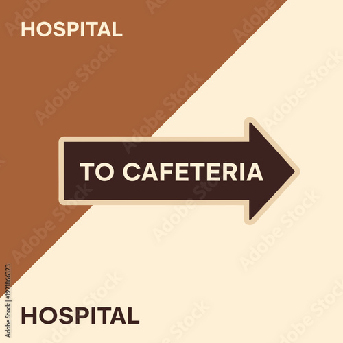 Hospital Sign Directing Visitors to Cafeteria, Offering Refreshments and Sustenance
