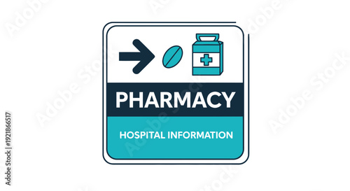 Hospital Pharmacy Information Sign Illustrating Medical Symbols And Information On White Background