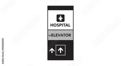 Hospital Wayfinding Sign Indicating Elevator Access for Patients and Visitors Navigation