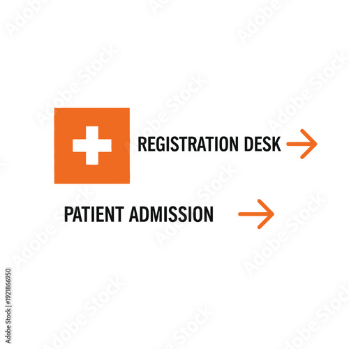 Hospital Wayfinding Signage Featuring Registration Desk and Patient Admission Directions