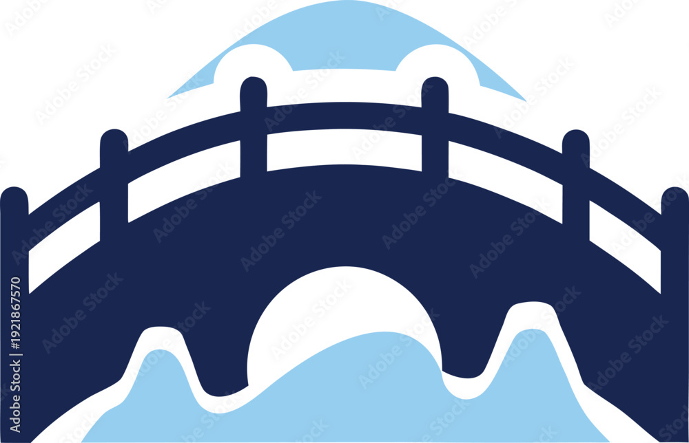 Fotografie Simple snow covered bridge winter landscape icon image
