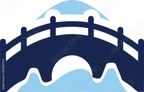 Bilde på lerret Simple snow covered bridge winter landscape icon image