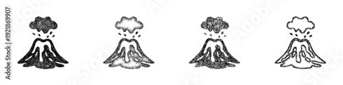 Sketch volcano icon design set
