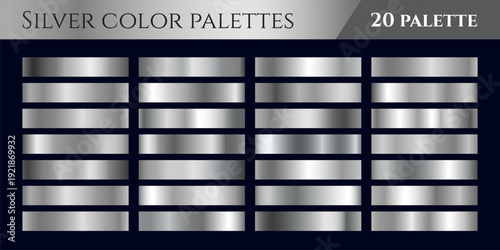 Luxury Silver Metallic Gradient Collection with Chrome, Steel and Polished Metal Textures