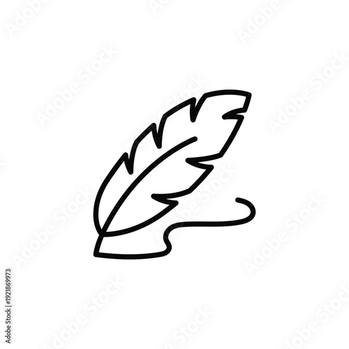 Feather pen icon with a flowing line, symbolizing writing, literature, creativity, or gentle communication.