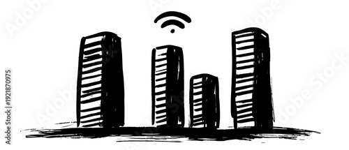 Minimalist blueprint of smart city sketch