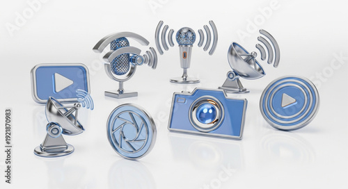 Collection of communication and media technology icons.