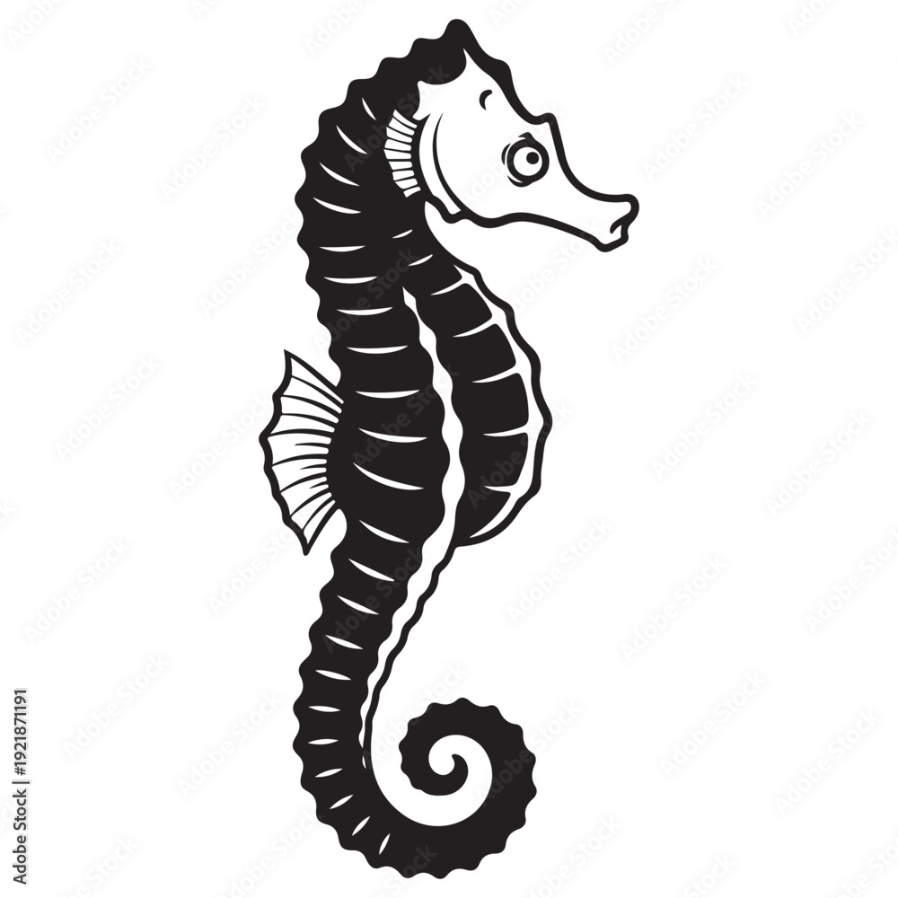 Fototapeta premium Elegant Black and White Seahorse Illustration