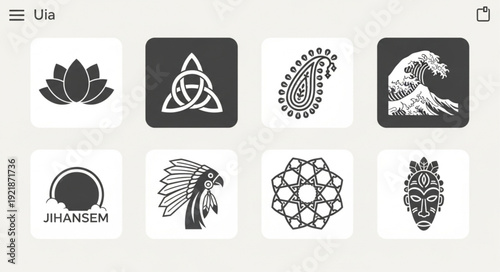 Collection of diverse graphic design icons and symbols.