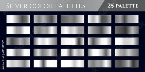 Luxury Silver Metallic Gradient Collection with Chrome, Steel and Polished Metal Textures