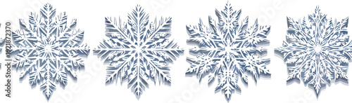 Blue Snowflakes on White Background