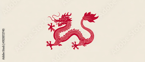 Simple minimal chinese dragon icon mahjong inspired design
