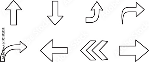 Professional Basic Business Arrow Outline and Growth Icon Vector Set