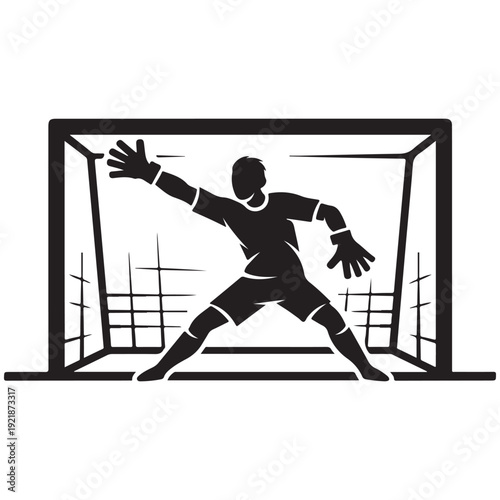 Goalkeeper Action Silhouette in Soccer Goal