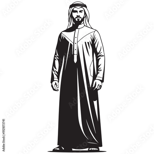 Arab Man in Traditional Attire Vector Illustration