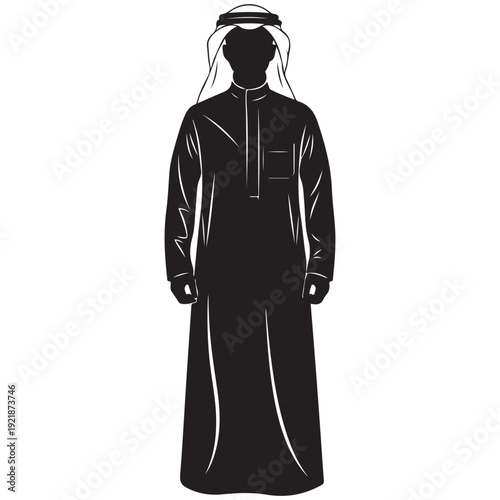 Traditional Arab Man in Thobe and Ghutra Silhouette