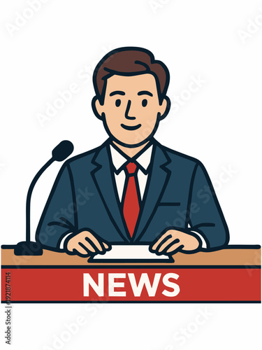 News Anchor Man Vector Illustration