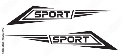 Dynamic Black Car Decals, Sport Racing Stripes, Vehicle Customization Graphics, Bold Design for Speed and Style Vector Illustration