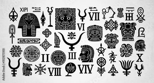Collection of Ancient Symbols and Hieroglyphs.