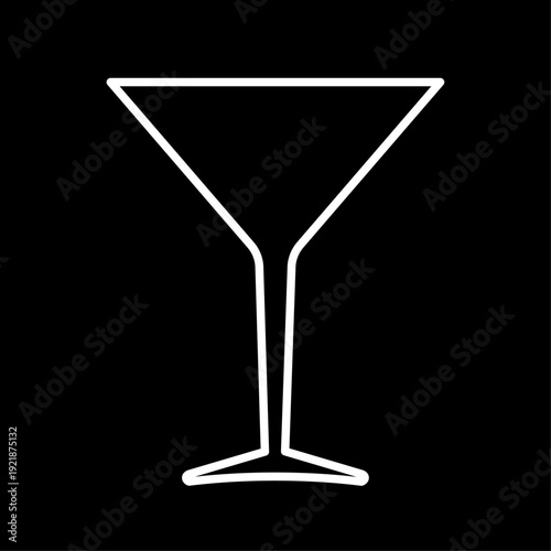 Cocktail glass line icon. Inverted cone bowl glass for cocktails, mixed drinks and vermouth. Vector Illustration