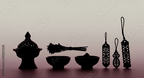 Collection of Islamic religious artifacts and decorative items.