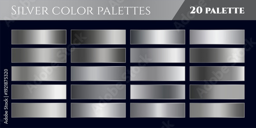 Luxury Silver Metallic Gradient Collection with Chrome, Steel and Polished Metal Textures