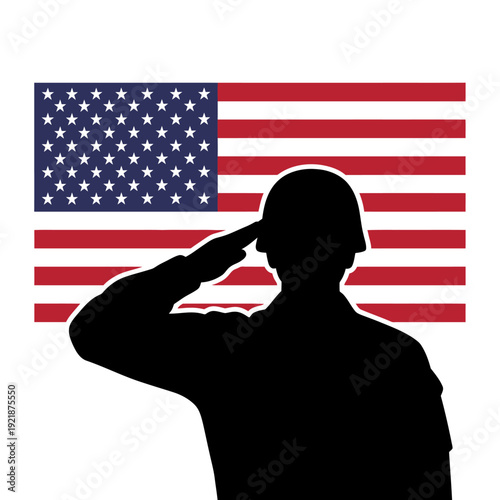 Soldier Saluting American Flag - Symbol of Patriotism and Military Service
