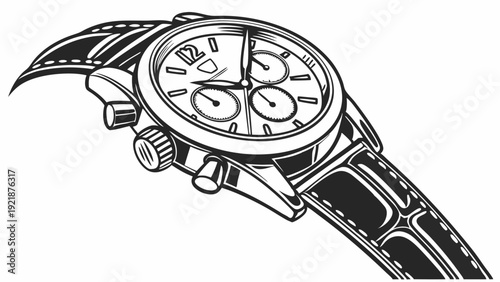 Luxury Chronograph Wristwatch Close Up for Time Management Success and Professional Style Illustration