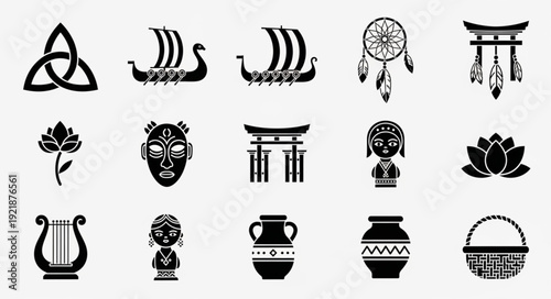 Collection of Cultural Symbols and Icons.