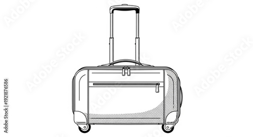 Rolling suitcase with handle extended, perfect for travel and vacations, ready to go.