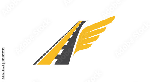 Road To Success Symbolized By Wings Reaching The Future Destination