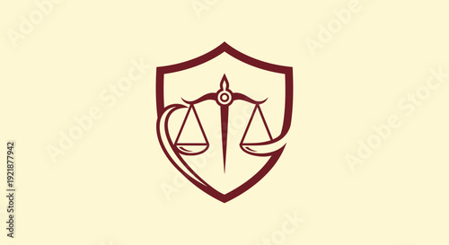 Scales of Justice Symbol In A Shield, Emblem for Law, Legal, and Lawyers