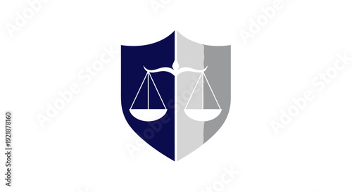 Shield Emble with Scales of Justice Iconic Logo Design with Symbolism