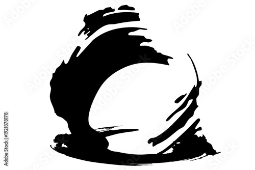 黒墨の筆ストローク線 和風書道イメージのベクターイラスト素材