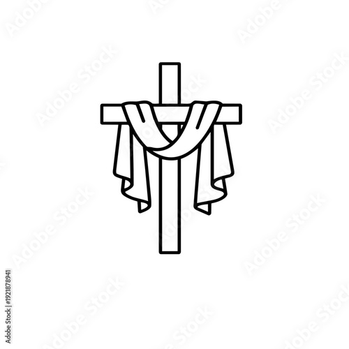 Christian Line Art Symbols Sketch Poster with Bible Scripture Typography