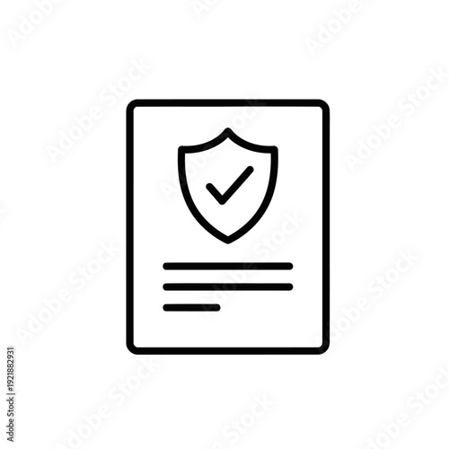Document with shield and checkmark icon for security and protection