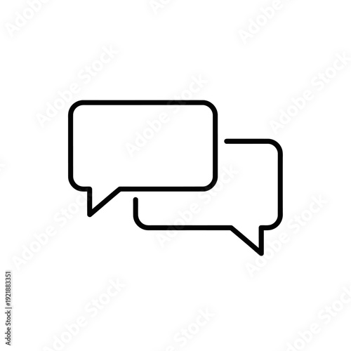 Two speech bubble outlines, chat icon, communication symbol, conversation symbols